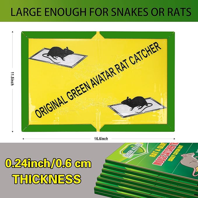 8 Pack Jumbo Sticky Snake Traps Super Sticky Glue Trap for Snakes Mice Rats Cockroaches Spiders Large Snake Glue Trap Control Outdoor Home Garden Yard Farm Rat Glue Board Easy to Set 11.5 x16.6