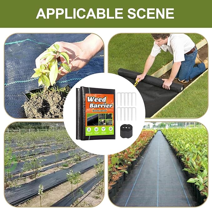 Landscape Fabric – 1.6x164ft Heavy Duty Grass Control Sheet Garden Weeds Barrier Multipurpose Lawn and Plant Mat | Plant Protection Fabric for Gardeners Vegetable Flower Beds Farm Nursery Trees