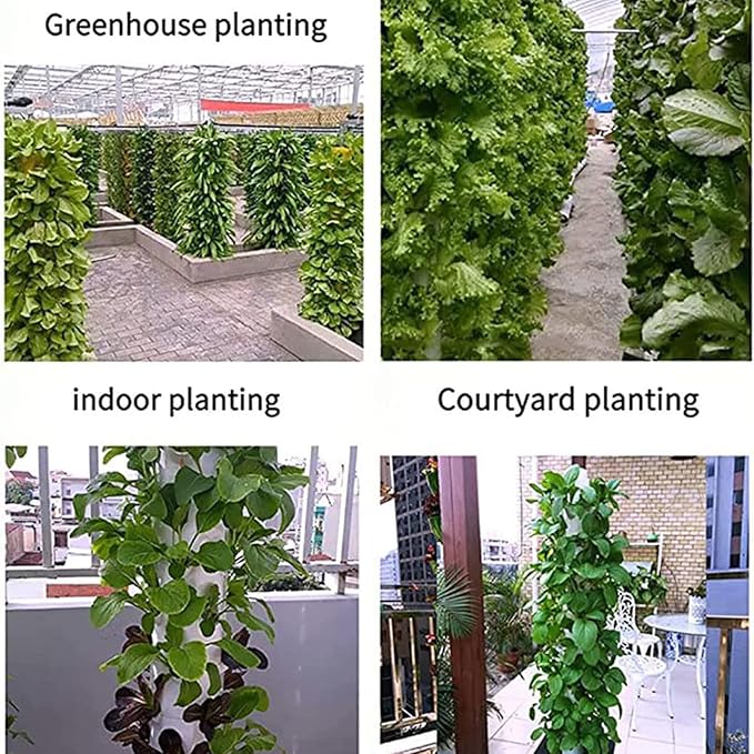 Hydroponics Tower Garden Vertical Growing System KitAquaponics Growing SystemNursery Germination Kitwith Hydrating Pump Adapter.for Herbs Fruits and Vegetables(Black12layers)