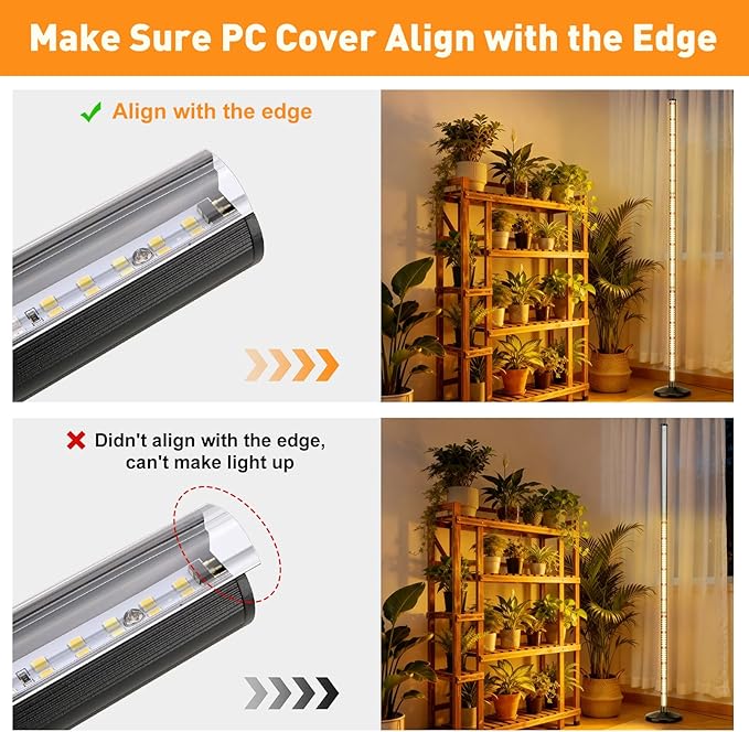 BlumWay 65 Inch Grow Lights for Indoor Plants36W660nm+3000K+6000K 336 LEDs Full Spectrum LED Standing Plant Lights with 2 Timers and 10 Level Dimming Detachable Plant Growing Lamps for Greenhouse