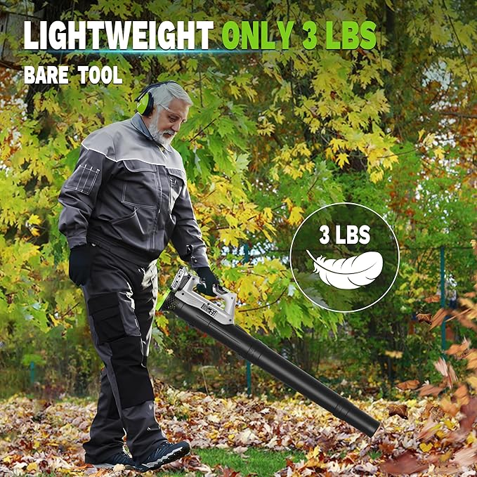 Leaf Blower Cordless with 2x2.0Ah Batteries and Fast Charger 21V Lightweight Electric Leaf Blower Portable Handhold Battery Powered Blowers for Lawn Care Patio Cleaning Blowing Leaves and Dust