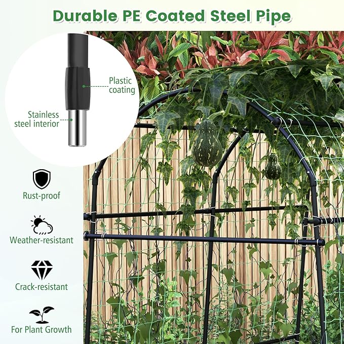 2 Pcs Garden Arch Trellis 71 x 45 x 90 Tall Metal Plant Support w/Net Rustproof PE-Coated Frame Garden Trellis for Climbing Plants Vegetable Flower Vine Perfect for Outdoor Yard Lawn