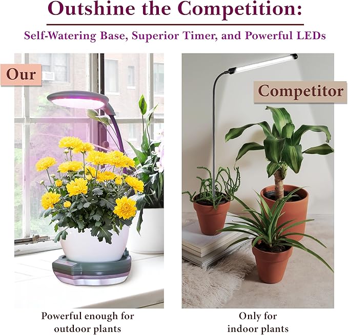 Indoor Garden Growing System Self-Watering Plant Base Smart Gardening System with 17W LED Grow Light &amp Auto Timer for Vegetables Herbs (No Seeds Pot Not Included)