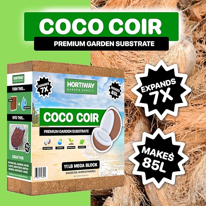 11lbs Premium Coco Coir Brick -100% Organic Coconut Coir for for Plants Low EC &amp pH Balance Natural Compressed Growing Medium Coconut Core for Gardening Planting &amp Potting Soil Substrate