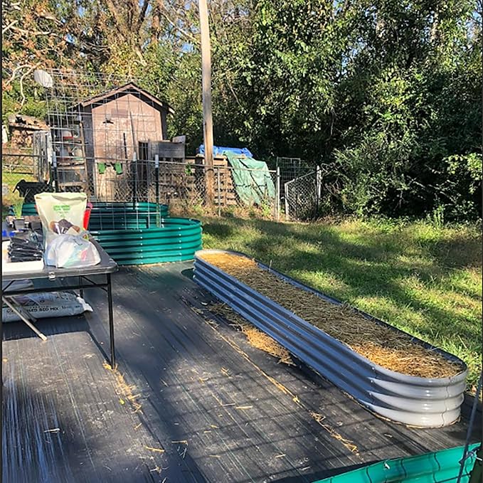 12x2x1ft Galvanized Raised Garden Bed 12 Tall Metal Raised Beds for Gardening Kit Bottomless Above Ground Planter Boxes for Outdoor Plants Vegetables Flowers Herbs Fruits Rust Resistant Grey