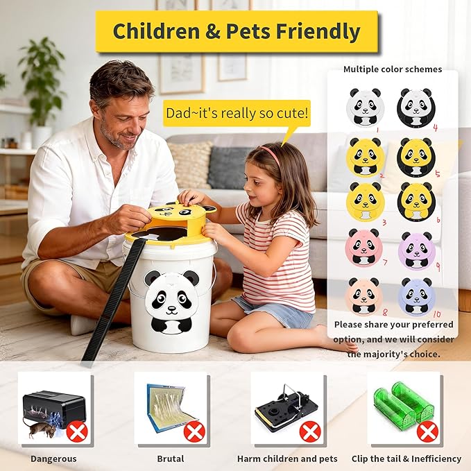 3 Packs Mouse Trap BucketAutomatic Reset Flip Mouse Traps Humane Rat Traps Indoor &ampOutdoor Use5 Gallon Bucket CompatibleReusable Mice Catching Tool