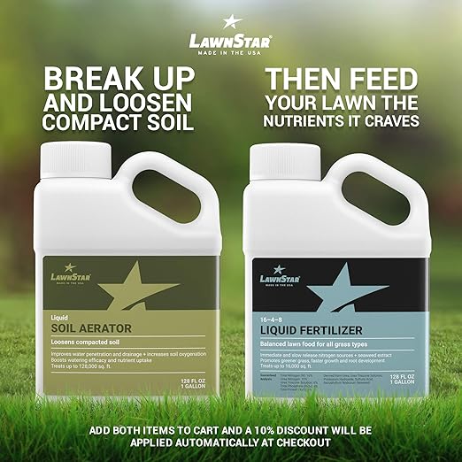 Liquid Lawn Aerator (1 Gallon) - Loosens &amp Conditions Compacted Soil - Alternative to Core and Mechanical Aeration - Improves Water Penetration Drainage &amp Soil Oxygenation - American Made