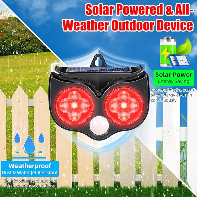 2026 Upgraded Predator Deterrent Lights 4-Pack Solar Nocturnal Animal Repeller Outdoor for Chicken Coop &amp Garden Red &amp Blue Flashing LED Predator Deterrent for Bear Bird Coyote Fox Racco