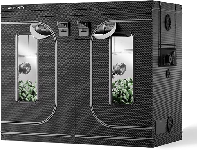 AC Infinity CLOUDLAB 894 Advance Grow Tent 8x4 Thickest 1 Poles 2000D Mylar Canvas Lab-Tested Highest Reflectivity Largest Zipper Window Controller Mount Plate 96 x 48 x 80 Indoor Growing