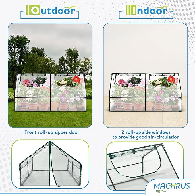 Ogrow Compact Garden Cloche Mini Greenhouse Seed Starter Plant Protector Indoor and Outdoor Use Portable Growing Dome for Herbs Flowers Vegetables Clear Cover