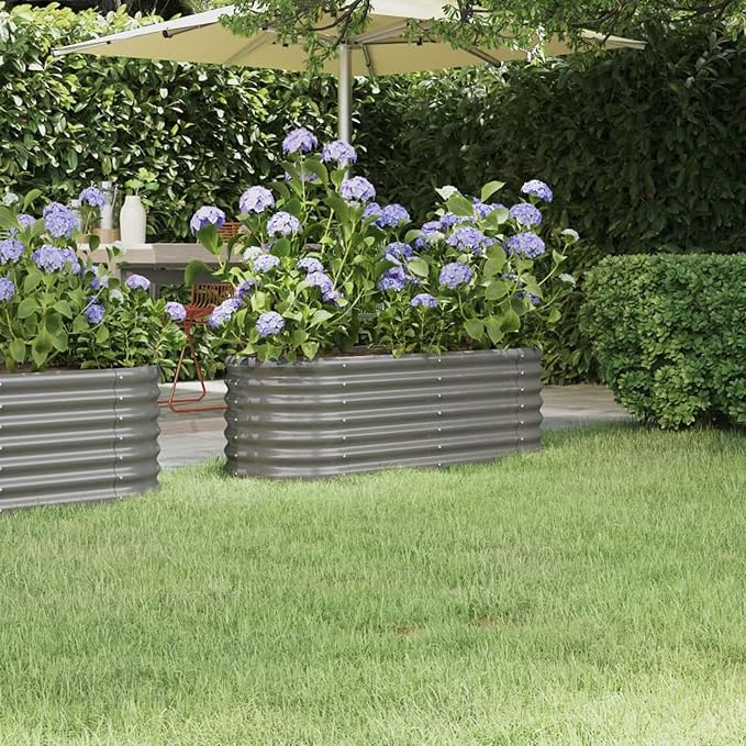Garden Raised Bed Large Durable Powder-Coated Steel Planter Box for Outdoor Gardening Patio and Balcony