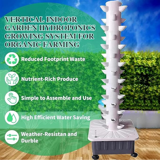 AMNOOL Vertical hydroponic Tower Garden Tower Planting Indoor hydroponic with Water Pump Detachable Water Tank 15-Layer 45-Hole