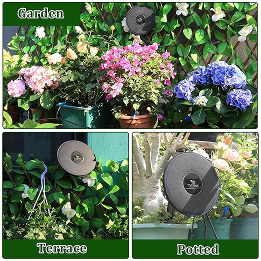 Solar Irrigation System TRJZWA 2 Pack Automatic Drip Irrigation Kit for Outdoor/Indoor Garden Watering System with Water Level DetectionDrip Irrigation System for 15 Potted Plant with 15m Water Hose