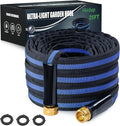 Ultra Lightweight 25FT Garden Hose - Heavy-Duty Kink-Free Flexible Hose Non-Expanding Design with Aluminum Brass Fittings Crush-Proof for Yard/Lawn/Outdoor Use(black-blue 25 FT)