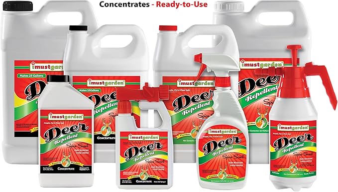 I Must Garden Deer Repellent Hose-End Concentrate: Spice Scent Deer Spray for Gardens Plants and Trees – 32oz Covers 10000 sq. ft.