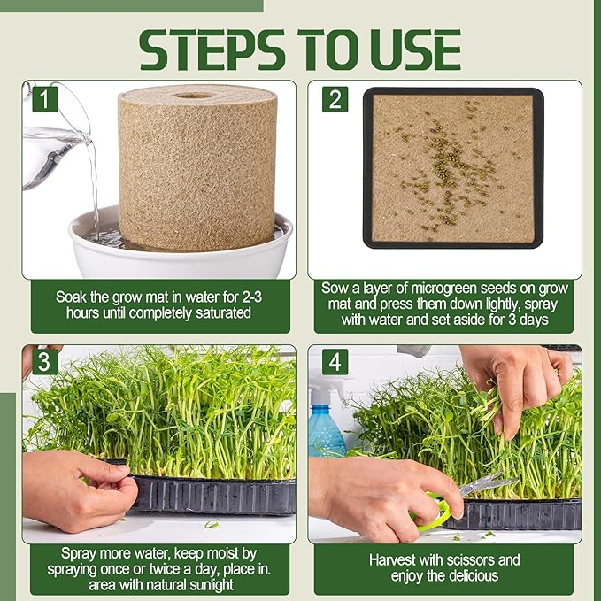 10 x 236 Microgreens Growing Mat Jute Fiber Grow Mats Extra Long Hydroponic Grow Pads for Wheatgrass Sprouts Hydroponics Seed Starter Trays Organic