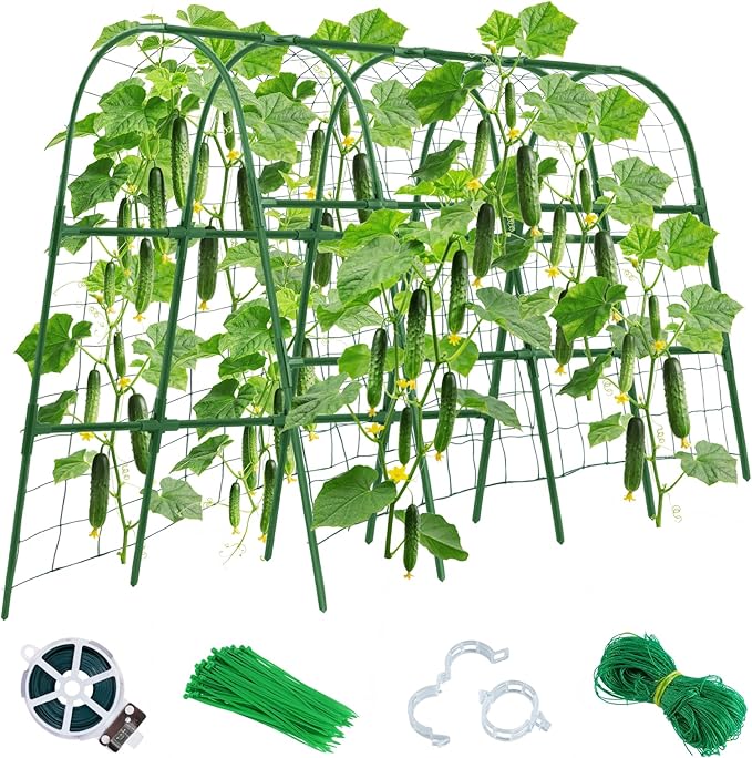 Cucumber Trellis for Raised Bed 48x65 Inch U-Shape Garden Trellis for Outdoor Climbing Plants Rust-Resistant Arch Plant Support Vegetable Trellis for Cucumber Tomato Pea Zucchini Squash