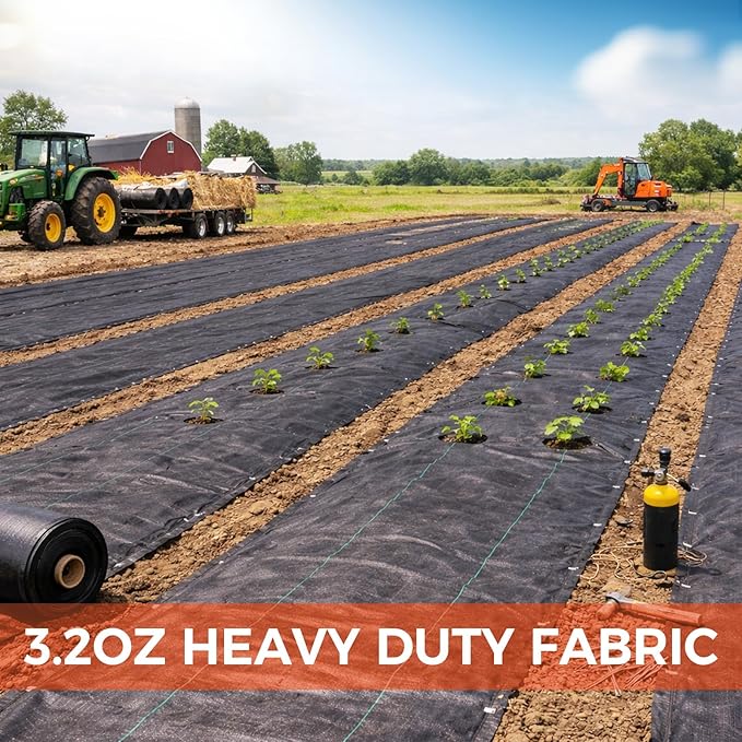 Heavy Duty Weed Barrier Fabric 4FT x 300FT 3.2OZ Woven Landscape Fabric High Permeability Weed Control Garden Cloth Geotextile Fabric Under Gravel for Driveway Garden &amp Landscaping