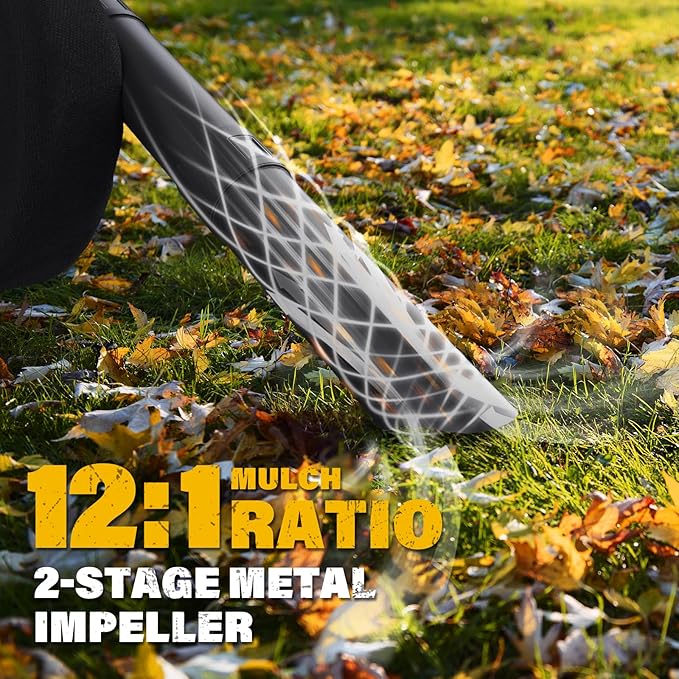 3-in-1 Cordless Leaf Blower &amp Vacuum Leaf Vacuum Mulcher with Bag 40V 170MPH 360CFM 5 Speeds Electirc Leaf Blowers for Lawn Care 2x4.0Ah Battery &amp Charger Included
