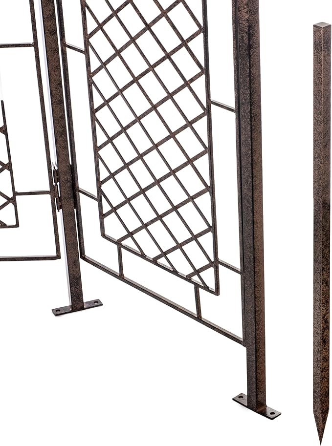 H Potter 3-Panel Garden Privacy Screen Trellis 88 lb Heavy Iron Freestanding Landscape Structure 75 Wide GAR573L