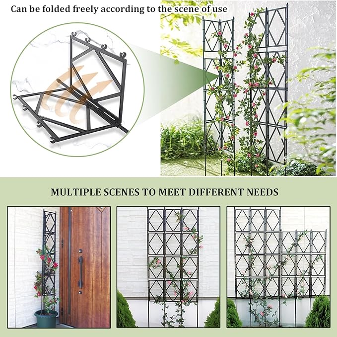 Garden Trellis Plant Trellis Climbing Plant Trellis Patio Climbing Frame Suitable for Clematis Ivy Roses Vines Flowers Climbing Support Black(W60xH220CM(2.0x7.2FT))