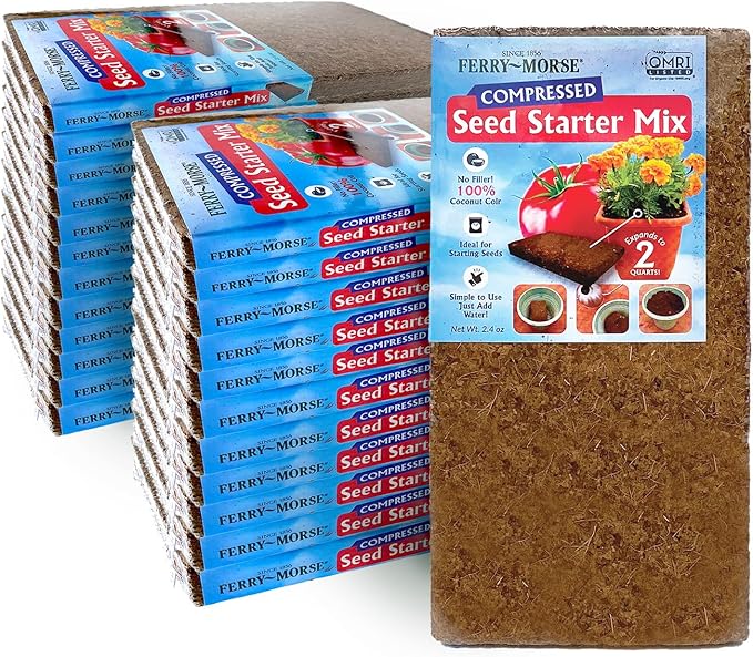 Ferry Morse Seed Starter Mix - Organic Compressed Seedling Soil Mix - 24 Pack/48 Qt - Coco Coir