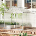 Happygrill Greenhouse 6 x 8 x 6.5FT Outdoor Polycarbonate Greenhouse w/ Sliding Door Adjustable Roof Vent Rain Gutter Heavy-Duty Aluminum Greenhouses for Outdoors Garden Backyard Patio Lawn