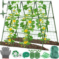 Cucumber Trellis for Raised Bed 50x 54 inch A-Frame Garden Trellis for Climbing Plants Outdoor Metal Arch Trellis with Netting Vegetables Trellis for Grape Pea Bean