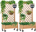 Planter Box with Trellis Planter with Trellis Wood Planter Box &amp Diamond Lattice TrellisRaised Garden Bed Trellis w/Drainage Holes Optional Wheels Planter Box for Climbing Plants Planter Box 2