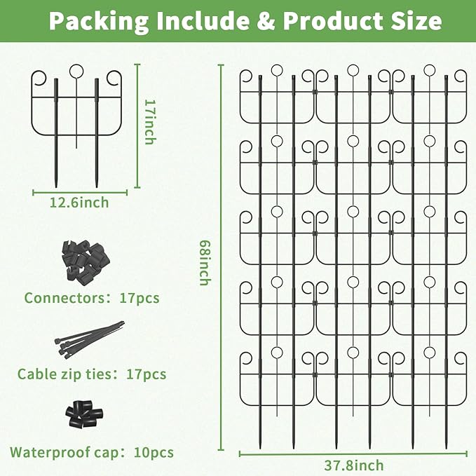 Garden Trellis for Climbing Plants Outdoor Rustproof Heavy Duty Plant Climber Support for Flowers Vine Cucumbers Expandable Height &amp Width No Dig Decorative Garden Fence Panels