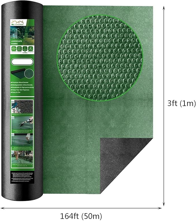 Weed Control Fabric UV Resistant Garden Weed Membrane Weed Barrier Ground Sheet Cover Weed Barrier Mat Ideal for Use in Patios Garden Flower Beds Landscaping(1.0 * 50m)