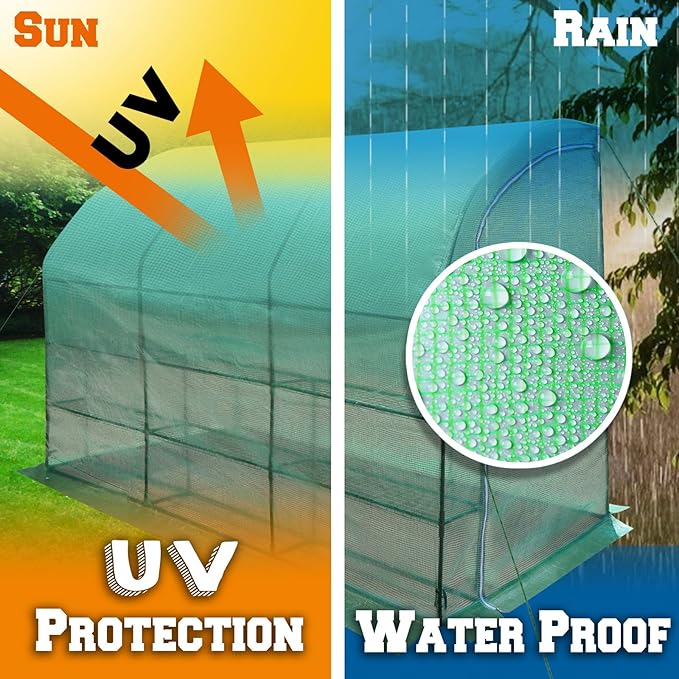 BenefitUSA ZH0124 New Large Walk-in Gardening Sunshade Greenhouse Outdoor Green 10 x 5 x 7'