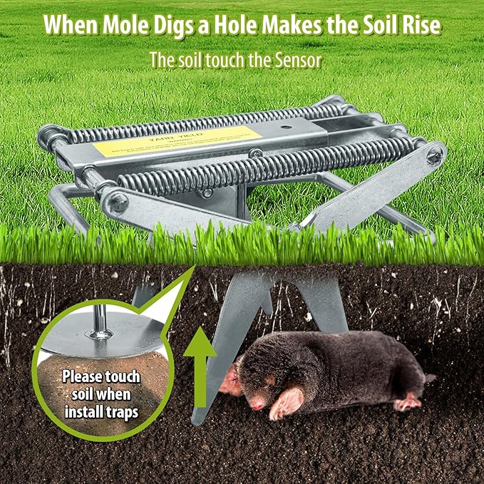 Mole TrapGalvanized Steel Scissor TrapReusable and Easy-Set Quick Capture Solution for Moles and Gophers in Lawns (Silver)