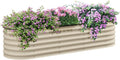 6.5' Galvanized Raised Garden Bed Kit Elevated Metal Planter Box for Flowers Herbs and Vegtables Cream 0.6mm Steel