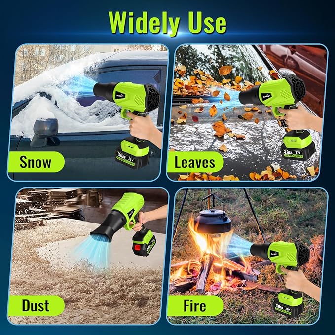 Blumway Leaf Blower Cordless with Battery 21V Handheld Leaf Blower with 3 Extended Nozzles Electric Leaf Blowers with 2 Pcs 3.0Ah Batteries Portable Leaf Blowers for Lawn Care LeavesDust Car