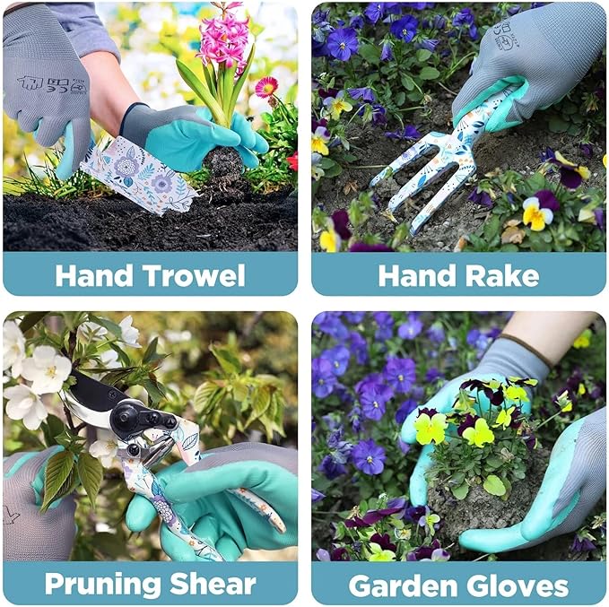 5PC Garden Tool Set Heavy Duty Gardening Hand Tool Set w/Garden Tool Bag