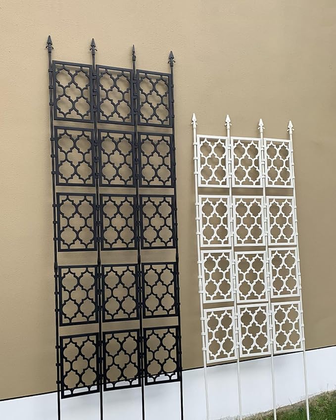74.8in Tall Garden Fence Metal Garden Trellis For Climbing Plants Outdoor Indoor And Outdoor Privacy Decoration Plant Support For Climbing Vines And Flowers Stands(Black85x150cm/33.5x59.1in)