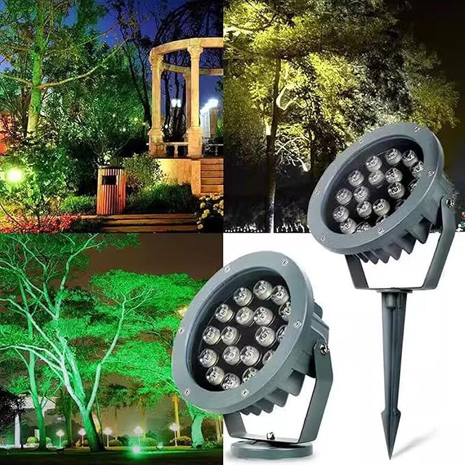 Led Beam Light - Outdoor Spotlight AC 220V Round LED Floodlight IP65 Waterproof Triple Plug-in Tree Lamp Garden Courtyard Greening Lawn Projection Tree Landscape Spotlight(RGBB-24W)