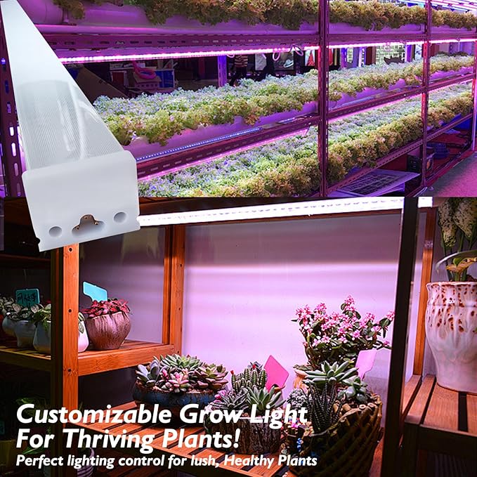 Grow Lights for Indoor Plants Full Spectrum LED Grow LightPlant Light for Indoor Plants252W(6x42W 1400W Equivalent) 4ft Linkable DesignGreenhouse6 Pack Pink
