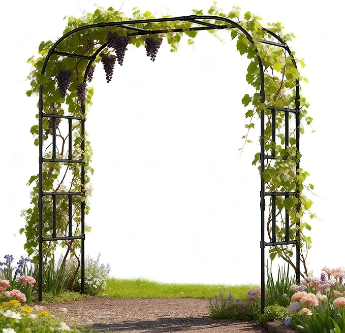 Garden Arch Trellis 87in H x 16in L Large Garden Arch Arbor Trellis for Climbing Plants Outdoor Plant Support for Cucumber Grape VineTall Metal Gardens Archway for Lawn Party Ceremony