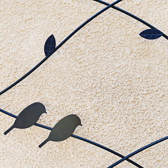 2 Pack Metal Garden Trellis 86.7 x 19.7 Rust-Resistant Trellis for Climbing Plants Outdoor Flower Support Bird Deco Black