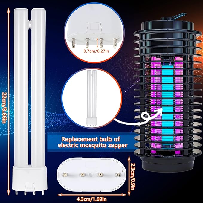 4 Pack 8.6 Inch Bug Zapper Replacement Bulb 18w H Shaped Light Bulb Compatible with 18w Indoor Outdoor Bug Zapper Light Bulbs for Home with 4 Pin Base Mosquito Zappers