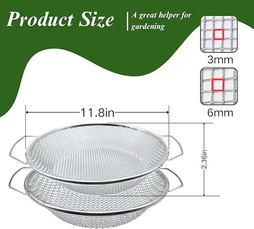 2PCS Soil Sifter for Gardening Rock Sifter for 5gallon Bucket Dirt Sifter Compost Sifter Sifter for Gravel Sawdust Vermicompost 3mm 6mm Soil Sifter with Handle
