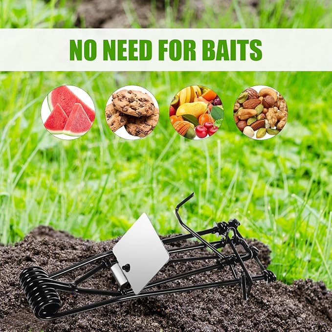 6 Pack Mole Gopher Trap Outdoor Metal Tactical Rat Vole Traps Outdoor Reusable Gopher Killer Keep Moles Out of Yard Lawn Garden Black