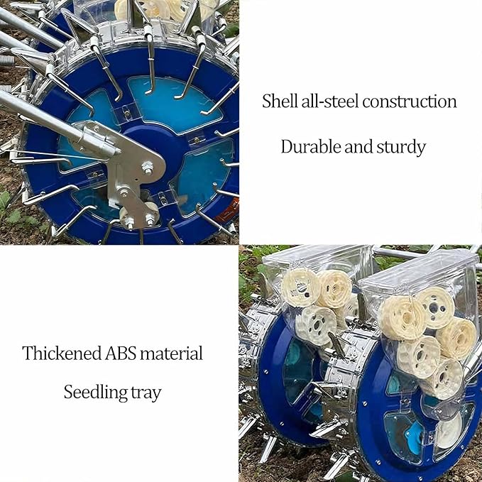 Double Wheels Push Garden Seeder Metal Precision Hand-Push Seeder Manual Roller Seeding Machine Row Planter and Fertilizer Applicator for Terraced Farm Garden(12 Nozzles)