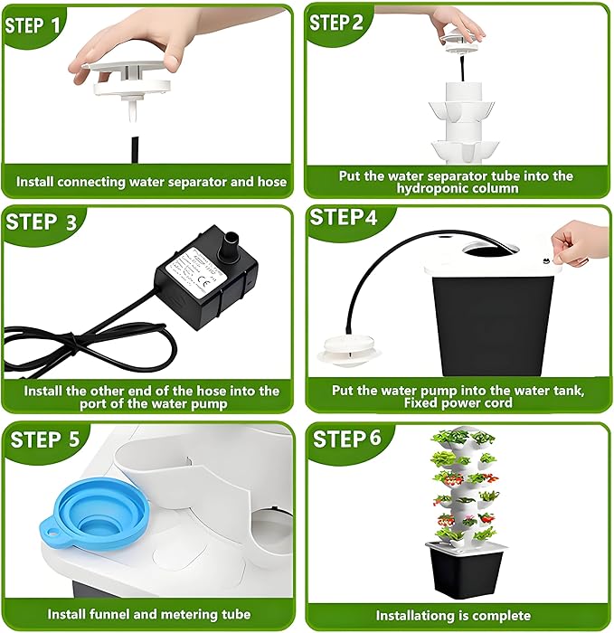 Hydroponic Tower Garden Hydroponic Planting System Indoor Hydroponic Planting System - 30-Plant Vertical Hydroponic Tower Silent Water Pump Herb Planting Kit 6layers30holes