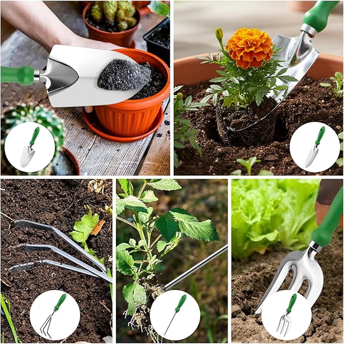 11 Piece Garden Tool Set with Gloves Bag Gardening Tools Kit for Women Men