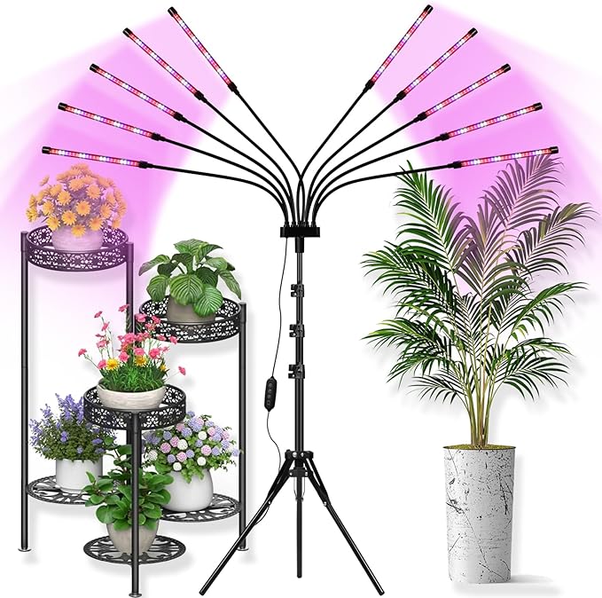 LED Grow Lights for Indoor Plants [ ] Full Spectrum Grow Light 8 in1 Auto On/Off Timing 4/8/12H Plant Lights for Indoor Growing (Red+Blue+White)