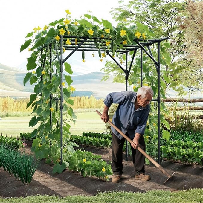 Large Garden Trellis Arch - 79x59x78 PE-Coated Metal Rustproof Plant Support for Climbing VinesClimbing Plants Vegetables Flowers Outdoor Arbor Wedding Party Decoration