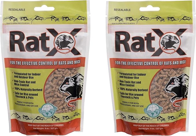 (2 Pack) EcoClear Products RatX Humane All-Natural Non-Toxic Rat and Mouse Killer Pellets (8 Oz. Per Pack)